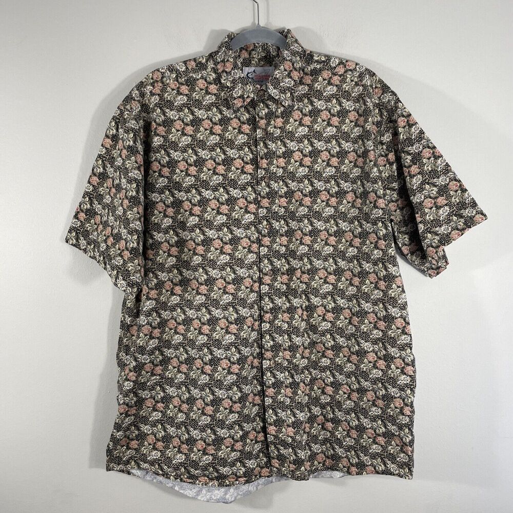 Mens World Wide Sportsman Islamorada Florida Button Down Shirt Short Sleeve Sz L